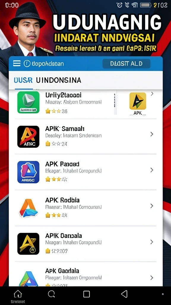 Layar utama ANGKARAJA menampilkan karakter dan dunia fantasi yang indah.
