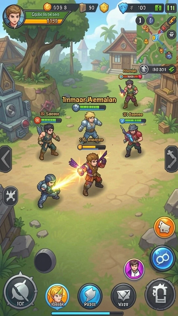 Screenshot menunjukkan level pertama dengan tampilan grafis yang cerah.