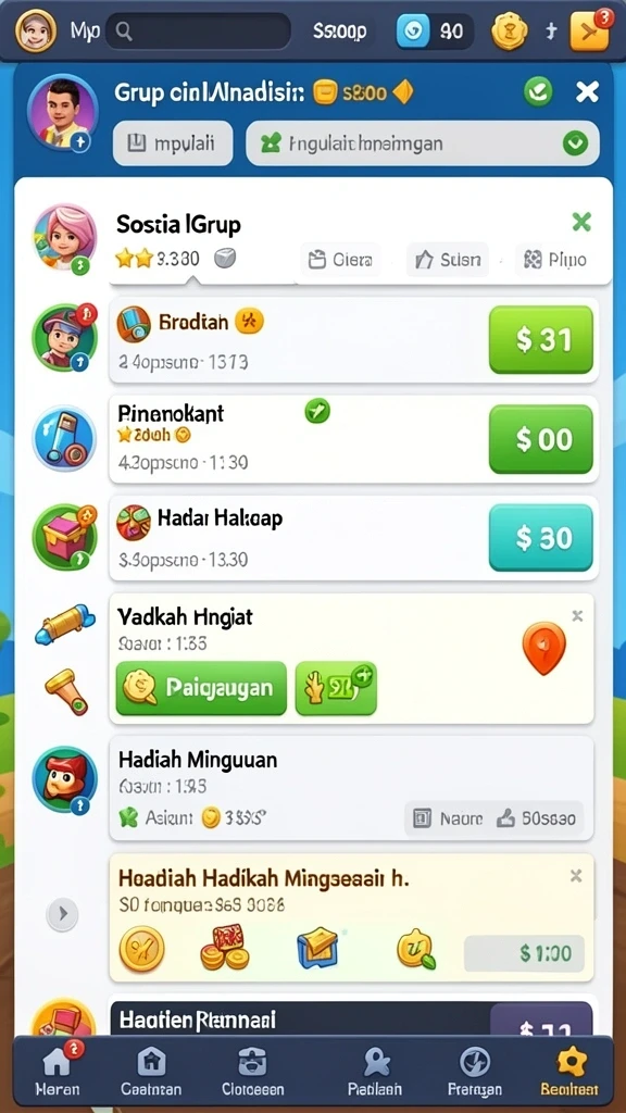 Fitur turnamen harian yang menantang dan menarik.